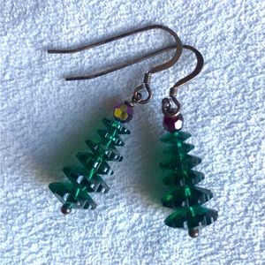 Green Crystal Tree Earrings